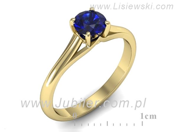 Złoty Pierścionek z szafirem żółte złoto szafir - p16515zszc- 1