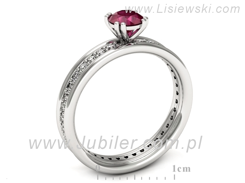 Pierścionek z rubinem i brylantami białe złoto - p16516br — zdjęcie 3