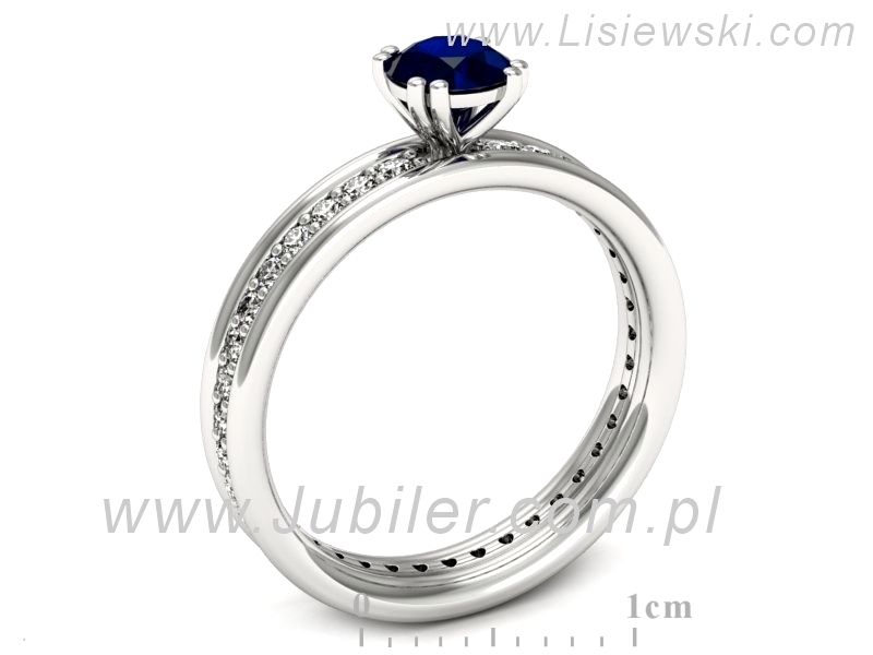 Pierścionek z szafirem i brylantami białe złoto - p16516bsz — zdjęcie 3