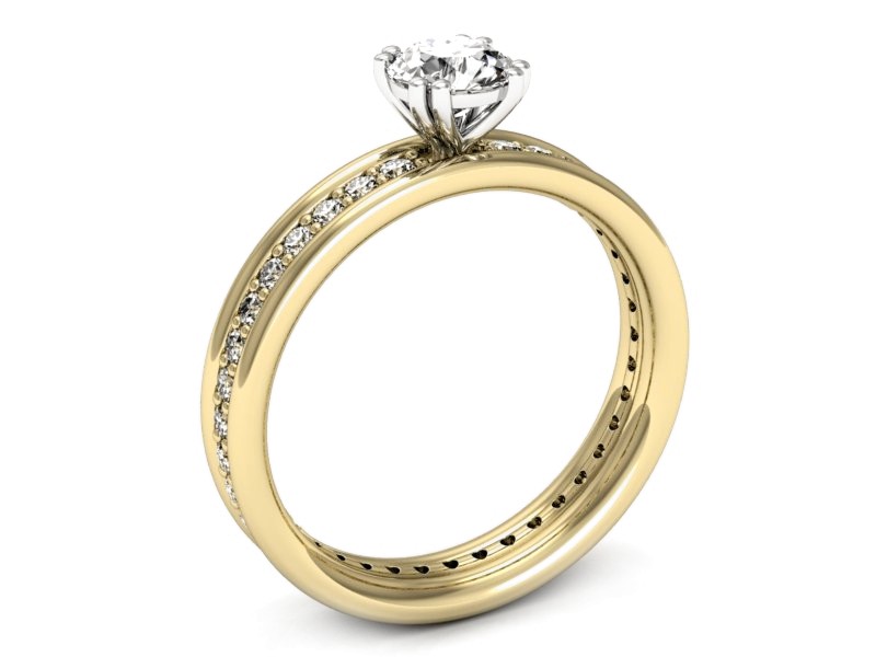 Pierścionek z diamentami żółte i białe złoto - p16516zb — zdjęcie 3