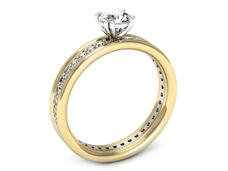 Pierścionek z diamentami żółte i białe złoto - p16516zbb — zdjęcie 3
