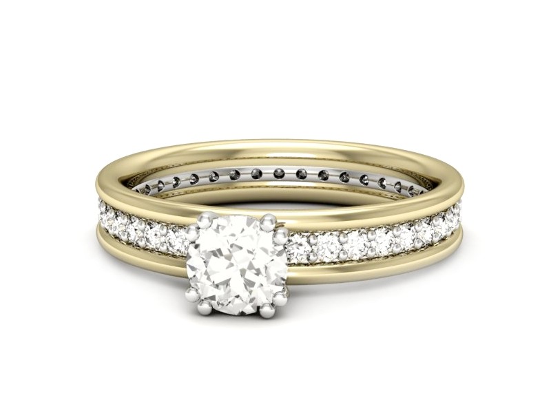 Pierścionek z diamentami żółte i białe złoto - p16516zbb — zdjęcie 2