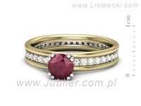 Pierścionek z rubinem i diamentami w żółtym i białym złocie - p16516zbbr- 2