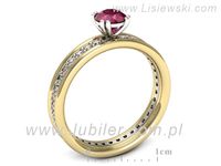 Pierścionek z rubinem i diamentami w żółtym i białym złocie - p16516zbbr- 3