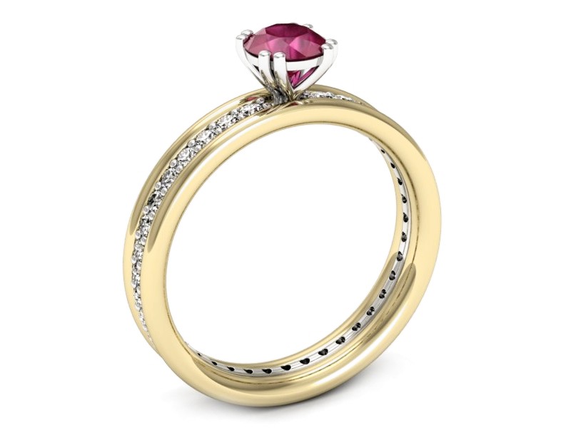 Pierścionek z rubinem i diamentami - p16516zbbr — zdjęcie 3