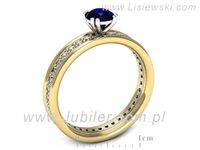 Złoty Pierścionek z szafirem i brylantami zółte białe złoto - p16516zbbsz- 3