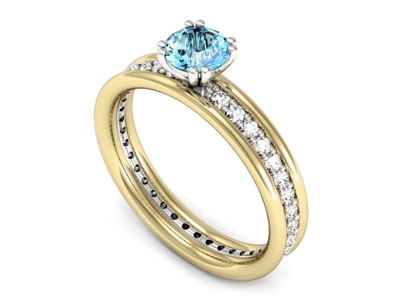 Pierścionek z topazem i brylantami - p16516zbbtp