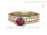 Pierścionek z rubinem i diamentami w żółtym i białym złocie - p16516zbr- 2