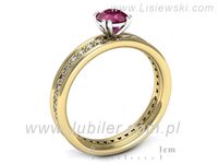 Pierścionek z rubinem i diamentami w żółtym i białym złocie - p16516zbr- 3