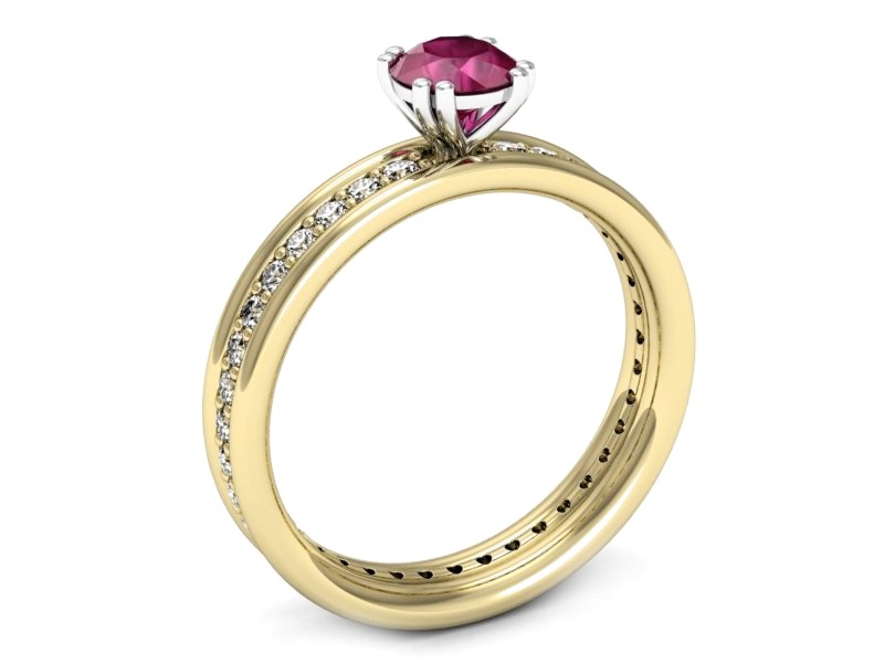 Pierścionek z rubinem i diamentami - p16516zbr — zdjęcie 3