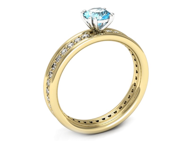 Złoty pierścionek z topazem i brylantami - p16516zbtp — zdjęcie 3