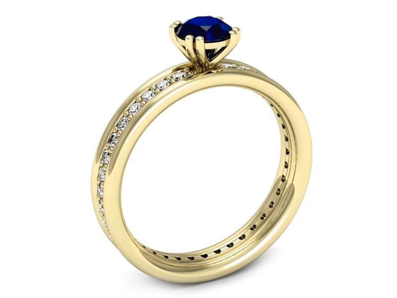 Pierścionek z szafirem i brylantami - p16516zsz — zdjęcie 3