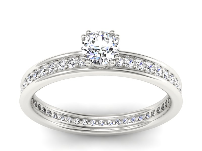 Złoty pierścionek z brylantami białe złoto - p16517b