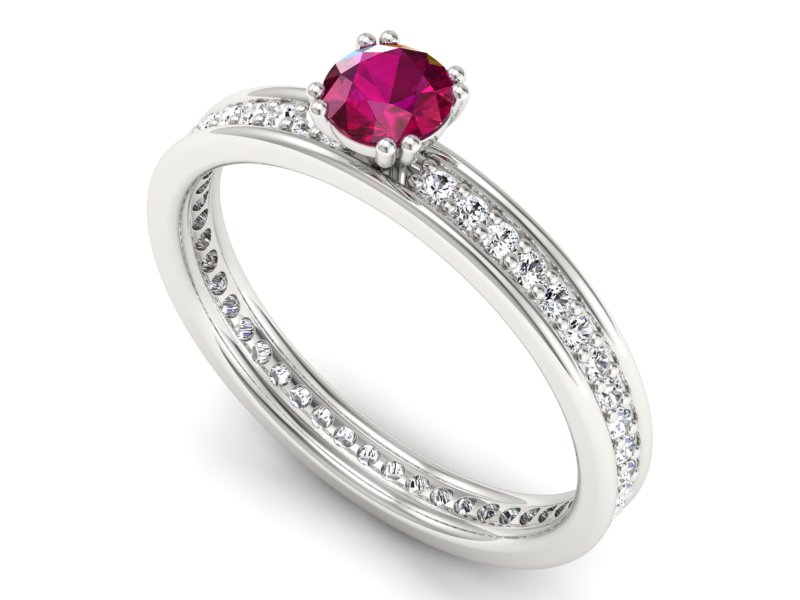 Pierścionek z rubinem i brylantami białe złoto - p16517br — zdjęcie 3