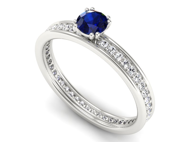 Pierścionek z szafirem i brylantami białe złoto - p16517bsz — zdjęcie 3