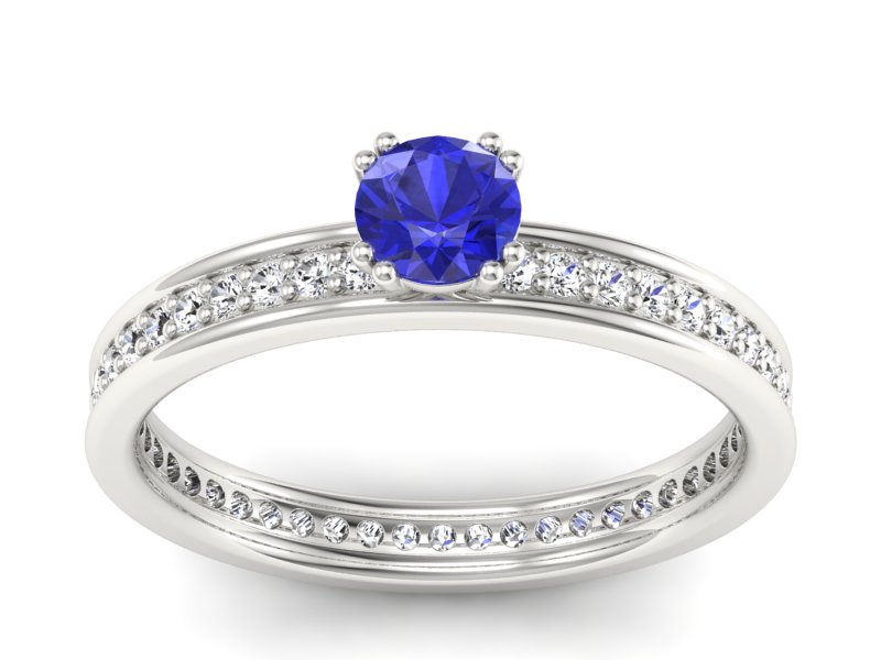 Pierścionek z szafirem i brylantami białe złoto - p16517bszc