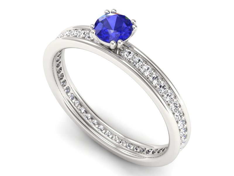 Pierścionek z szafirem i brylantami białe złoto - p16517bszc — zdjęcie 3