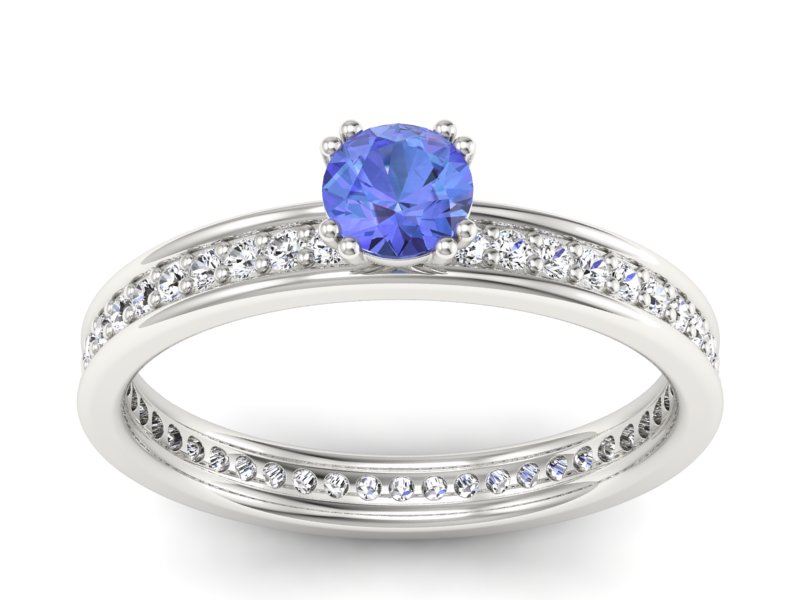 Pierścionek z tanzanitem białe złoto i brylantami - p16517bt
