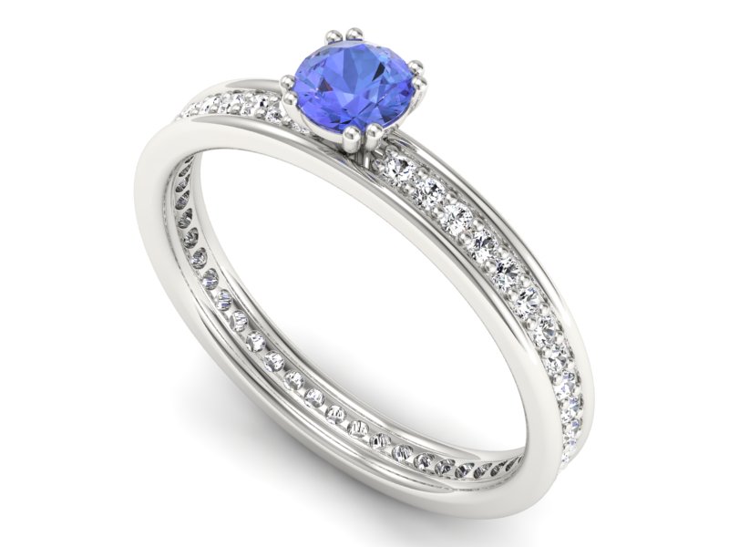 Pierścionek z tanzanitem białe złoto i brylantami - p16517bt — zdjęcie 3