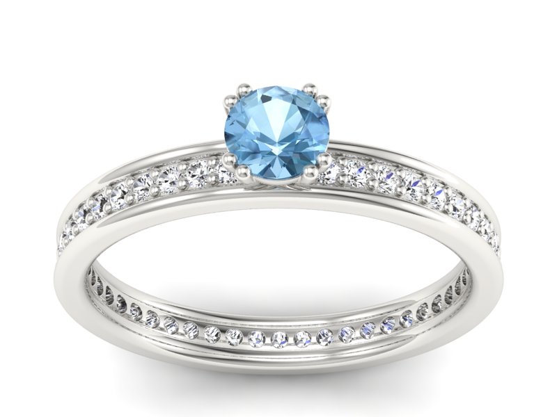 Pierścionek z topazem i brylantami białe złoto - p16517btp