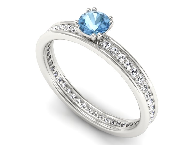 Pierścionek z topazem i brylantami białe złoto - p16517btp — zdjęcie 3