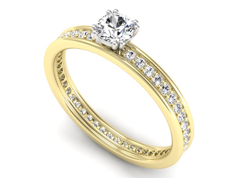 Pierścionek z diamentami żółte i białe złoto - p16517zb — zdjęcie 3