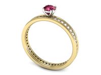 Pierścionek z rubinem i diamentami w żółtym i białym złocie - p16517zbr- 3