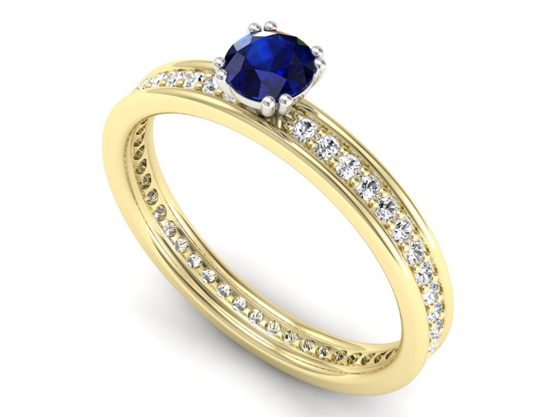 Złoty pierścionek z szafirem i brylantami - p16517zbsz — zdjęcie 3