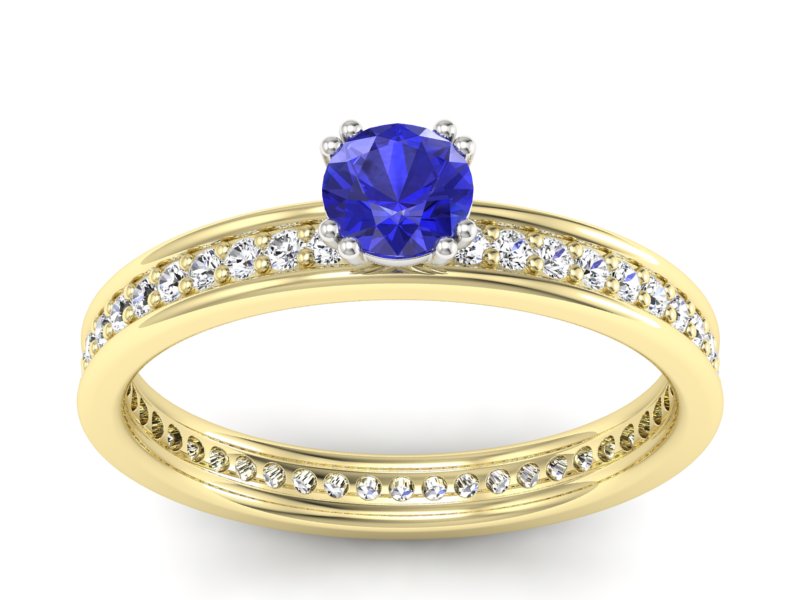 Pierścionek z szafirem i diamentami - p16517zbszc