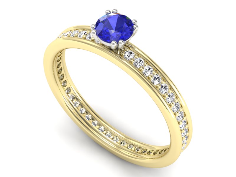 Pierścionek z szafirem i diamentami - p16517zbszc — zdjęcie 3