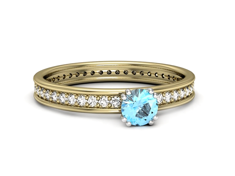 Złoty pierścionek z topazem i brylantami - p16517zbtp — zdjęcie 5