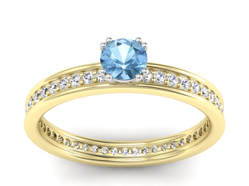 Złoty pierścionek z topazem i brylantami - p16517zbtp