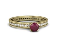 Złoty pierścionek z rubinem i brylantami złoto proba 585 - p16517zr- 2