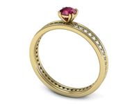 Złoty pierścionek z rubinem i brylantami złoto proba 585 - p16517zr- 3