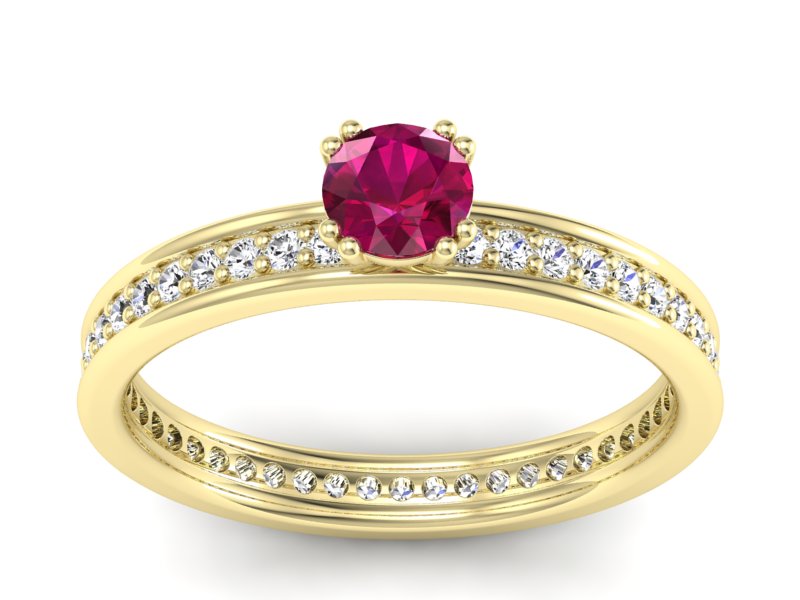 Pierścionek z rubinem i brylantami - p16517zr