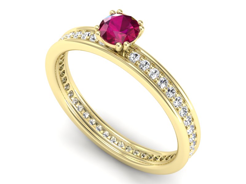 Pierścionek z rubinem i brylantami - p16517zr — zdjęcie 3