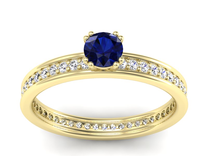 Złoty pierścionek z szafirem i brylantami - p16517zsz