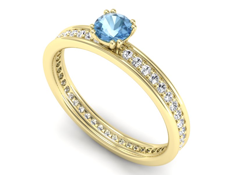 Złoty pierścionek z topazem i brylantami - p16517ztp — zdjęcie 3