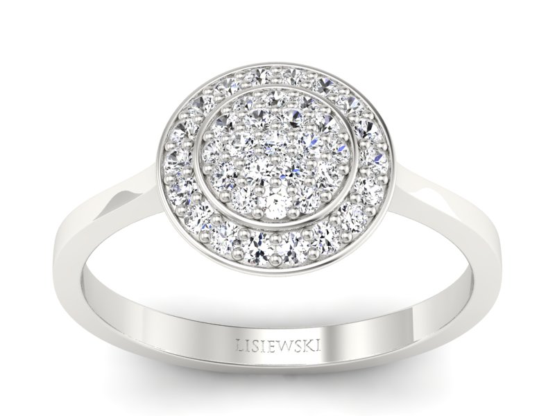 Złoty pierścionek z brylantami białe złoto - p16521b