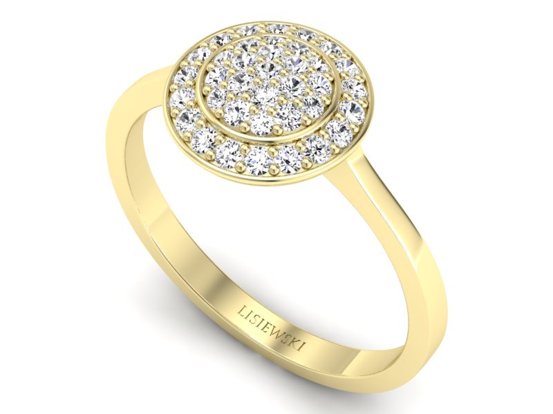 Złoty pierścionek z brylantami żółte złoto - p16521z — zdjęcie 3