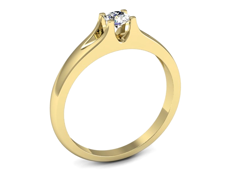 Złoty pierścionek z brylantem żółte złoto - p16524z — zdjęcie 3