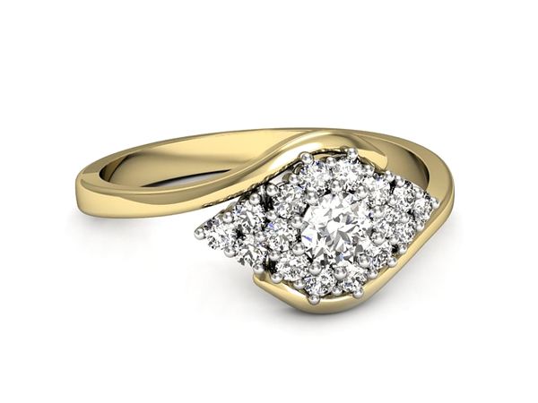 Pierścionek z diamentami żółte i białe złoto 585 - p16525zb