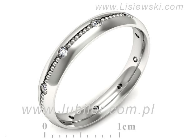 Pierscionek Obrączka z brylantami białe złoto próba 585 - p16526b- 1