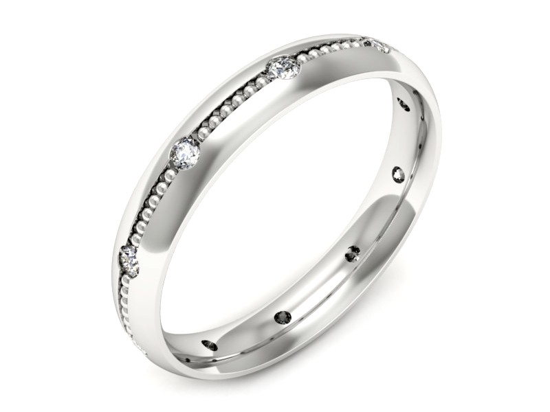 Pierścionek obrączka z brylantami białe złoto - p16526b