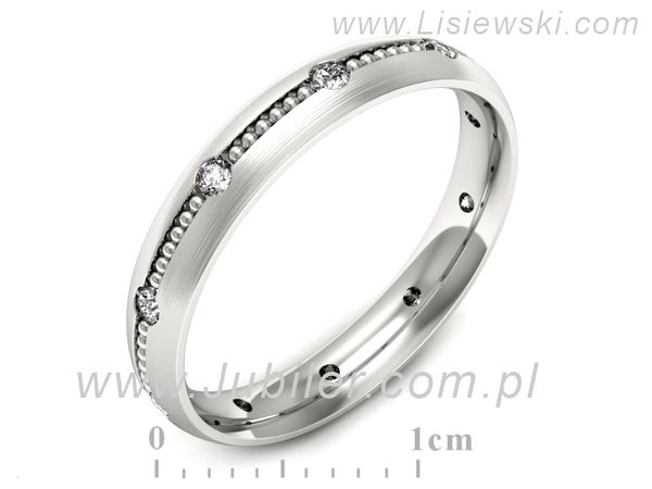 Pierscionek Obrączka z brylantami białe złoto próba 585 - p16526bmp- 1