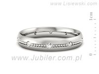 Pierscionek Obrączka z brylantami białe złoto próba 585 - p16526bmp- 2