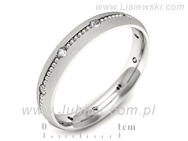Pierscionek Obrączka z brylantami białe złoto próba 585 - p16526bms- 1