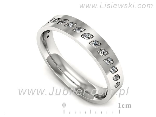 Pierscionek Obrączka z brylantami białe złoto próba 585 - p16529b- 1