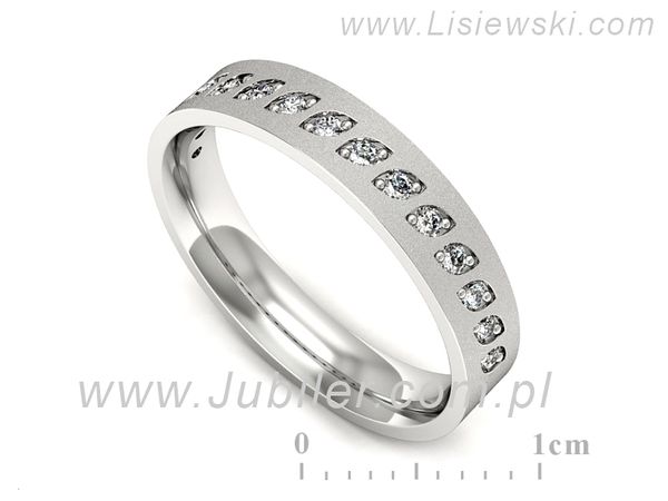 Pierscionek Obrączka z brylantami białe złoto próba 585 - p16529bms- 1