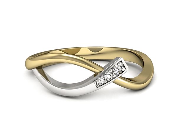 Pierścionek z diamentami żółte i białe złoto 585 - p16530zb